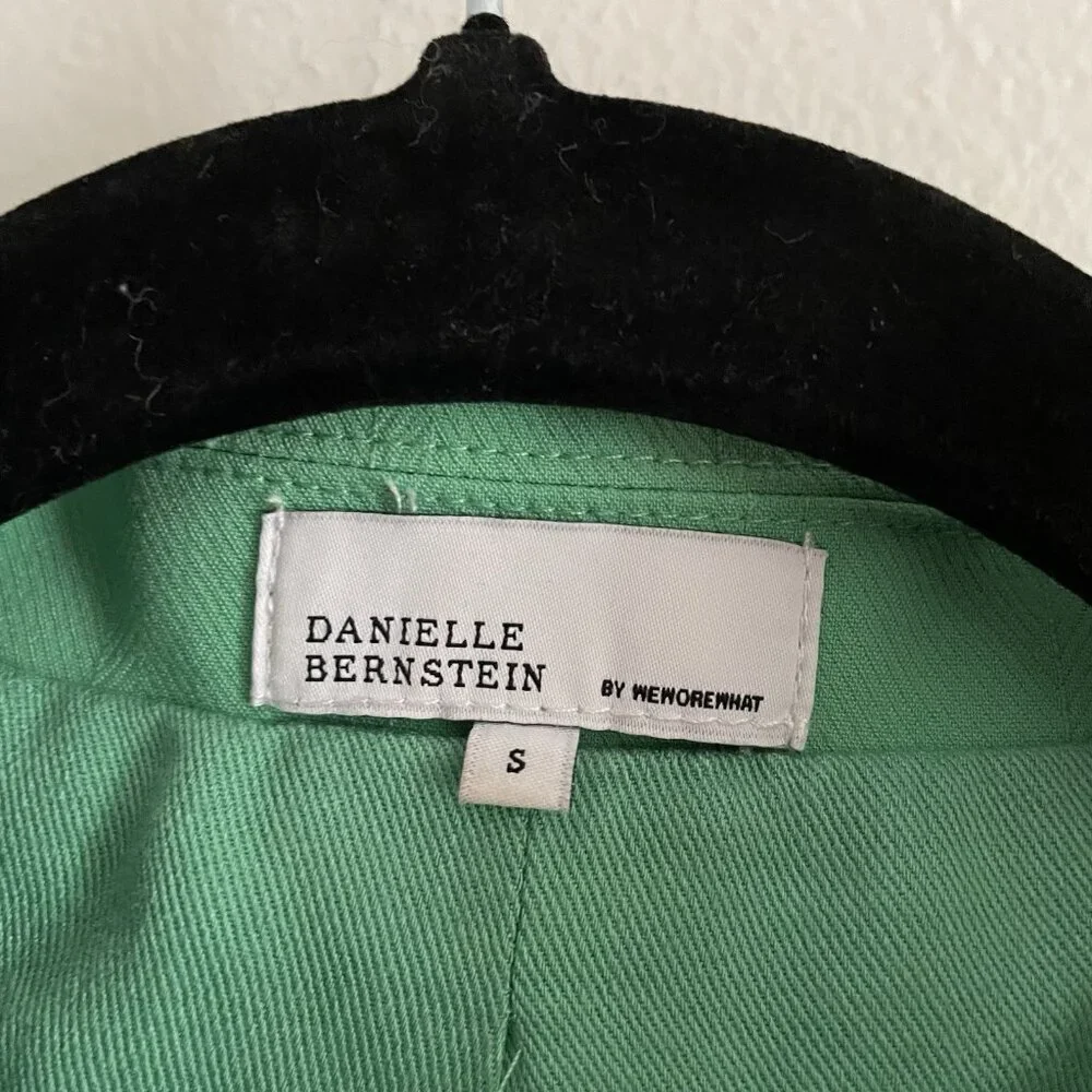WeWoreWhat Danielle Bernstein S Green Stretch Herringbone Twill Cropped Blazer - Picture 9 of 13